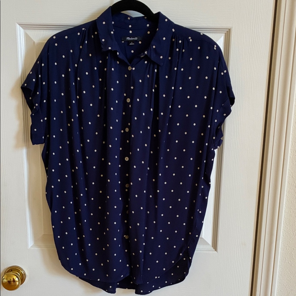 Madewell Navy Polka Dot Blouse